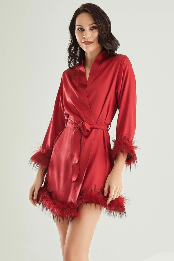 Angel Red Silk Satin Bride Dressing Gown 3004 - 1