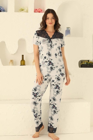 Dantelli Likrtalı Bayan Pijama Takımı 2720KY - 1