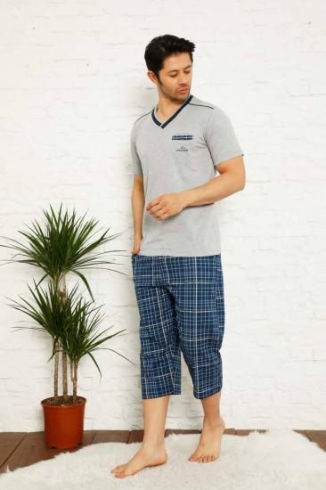 Gri Ekoseli Bermuda Erkek Pijama Takımı 1167B