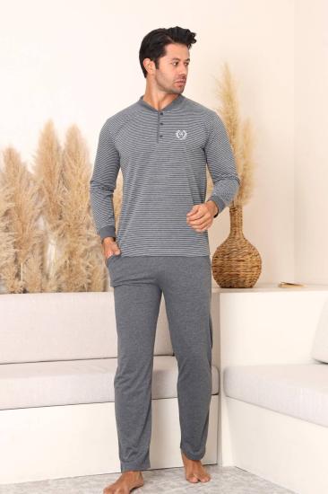 Erkek Pijama Takımı - Antrasit Uzun Kollu Penye 1219UY