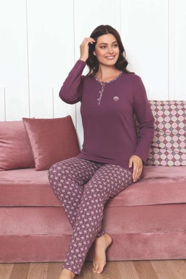 Kadın Pijama Takımı - Gülkurusu Uzun Kollu Likralı Pamuk 2890UKL
