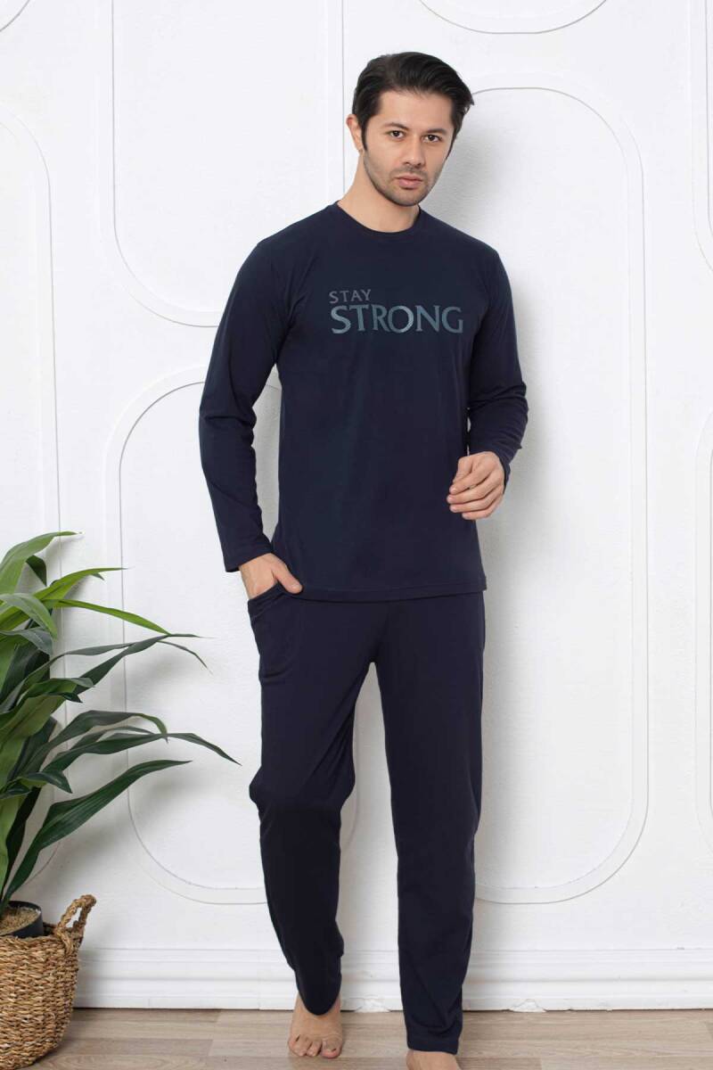 Lacivert Uzun Kollu Erkek Pijama Takımı 1197UY