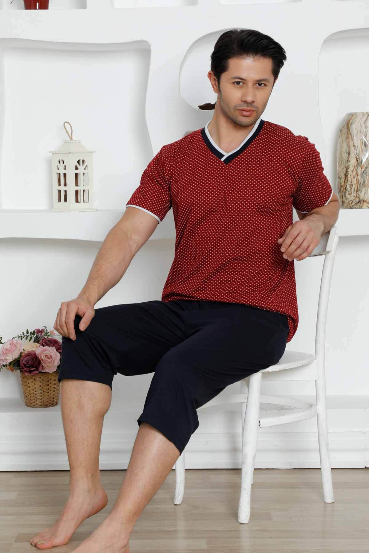 Bordo Bermuda Erkek Pijama Takımı 1199B