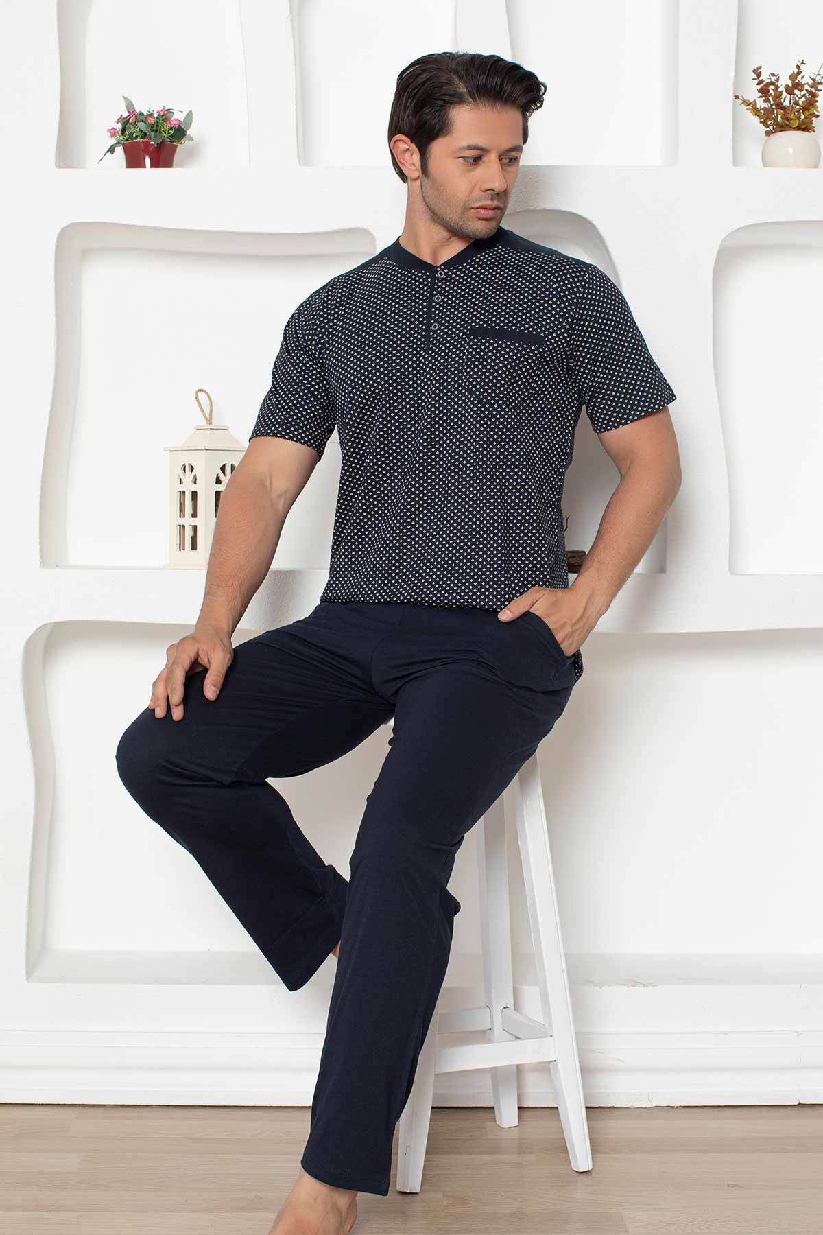 Lacivert  Kısa Kollu Erkek Pijama Takımı 1203KY