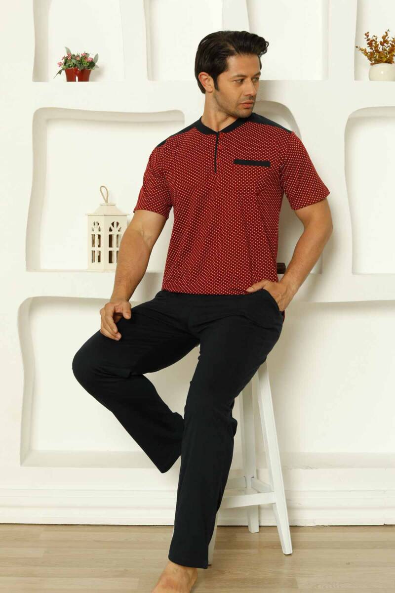 Bordo%20Kısa%20Kollu%20Erkek%20Pijama%20Takımı%201203KY