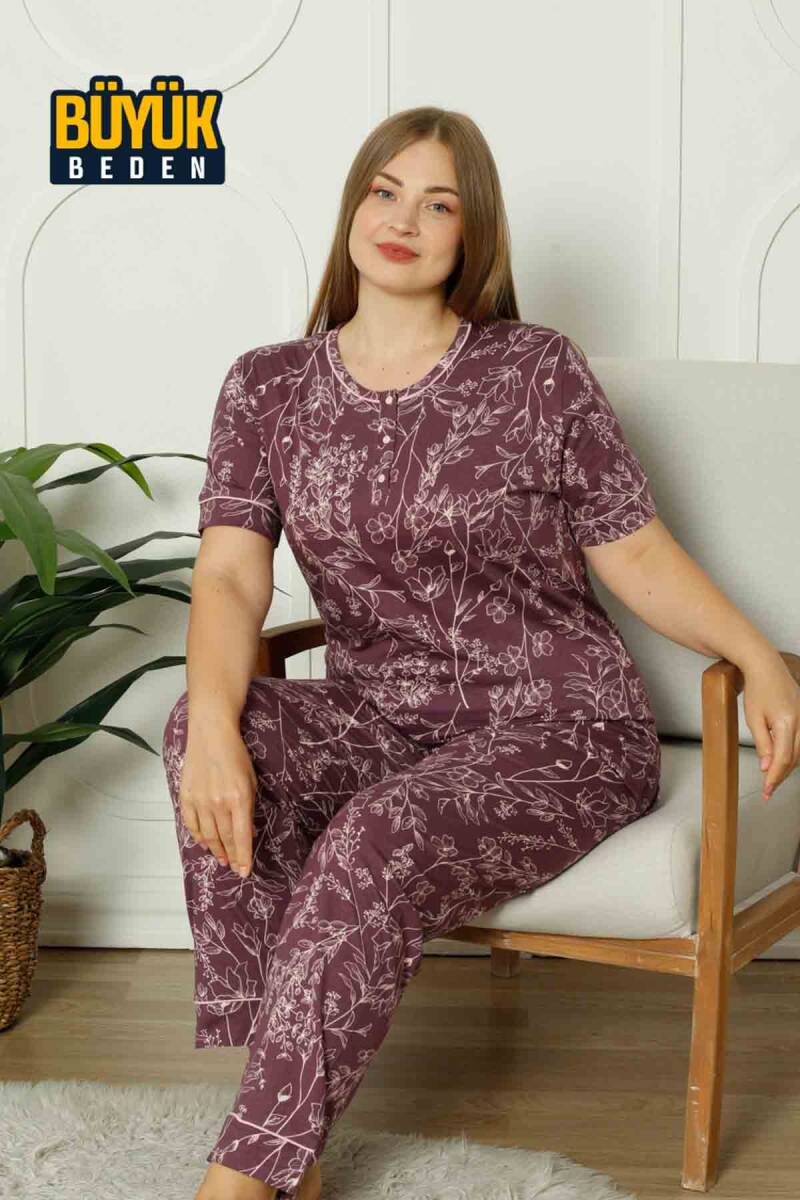 Çiçek Desenli Büyük Beden Bayan Pijama Takımı 2766KYB