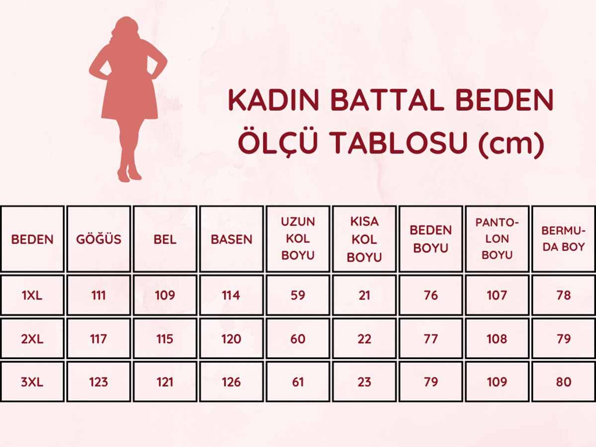 İndigo Çiçek Desenli Büyük Beden Bayan Pijama Takımı 2794KYB