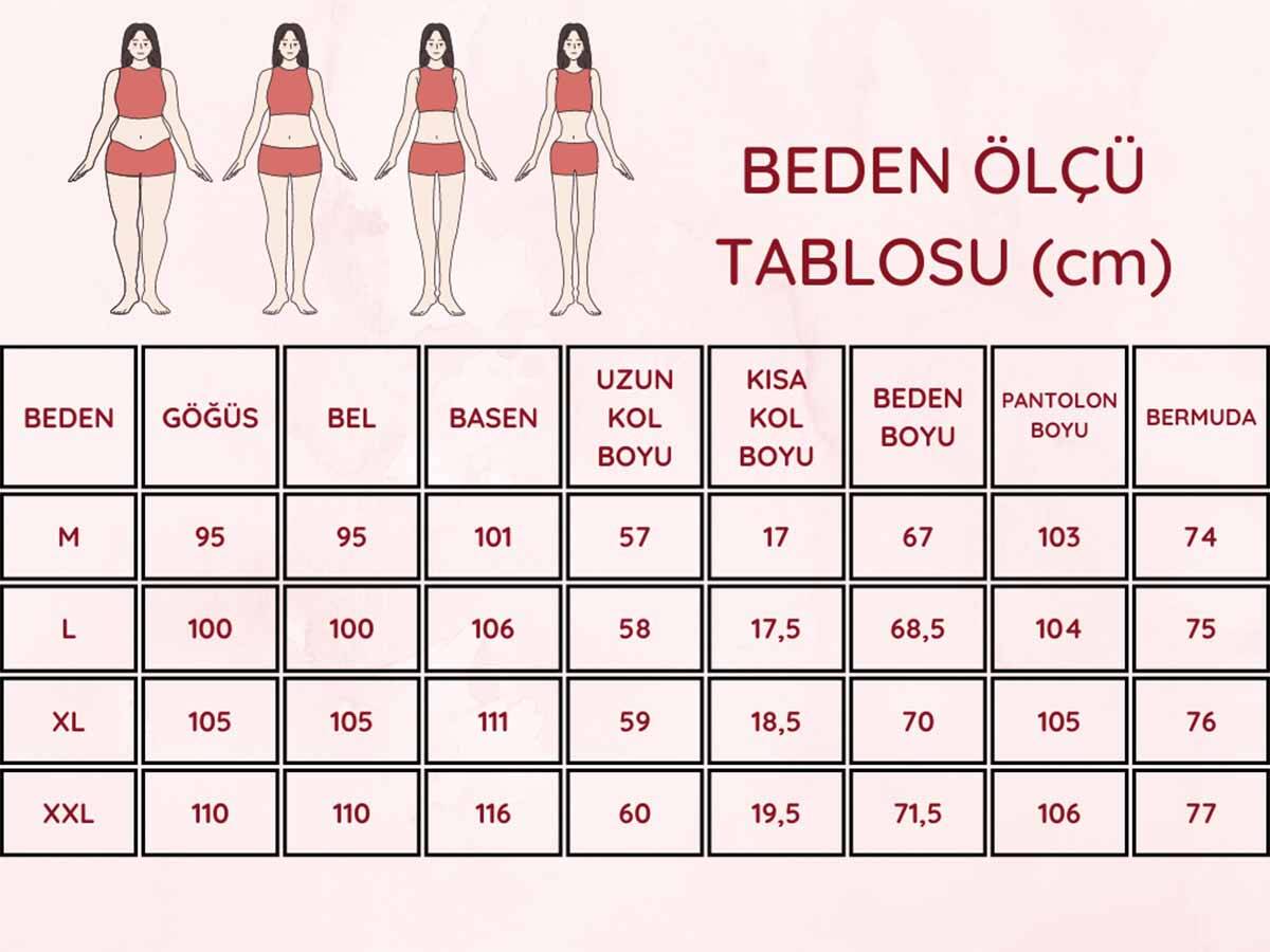 Gül Kurusu Çiçek Desenli Penye Bayan Pijama Takımı 2795KY