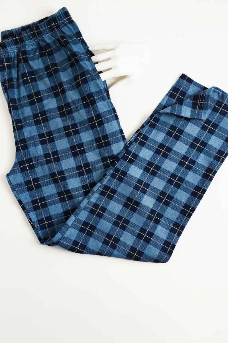 Ekoseli Penye Erkek Pijama Tek Alt Pantolon 3293