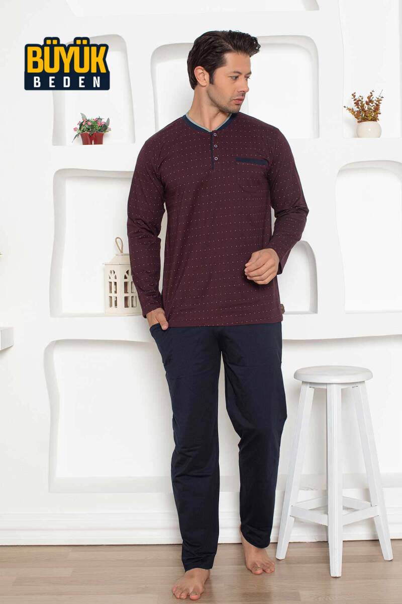 Büyük%20beden%20Erkek%20Pijama%20Takımı%20-%20Bordo%20Renk%20Uzun%20Kollu%20Penye%201204UYB