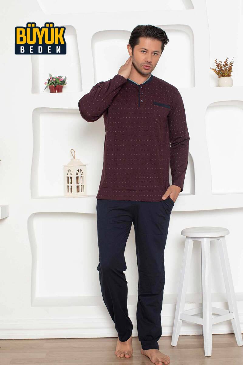 Büyük%20beden%20Erkek%20Pijama%20Takımı%20-%20Bordo%20Renk%20Uzun%20Kollu%20Penye%201204UYB