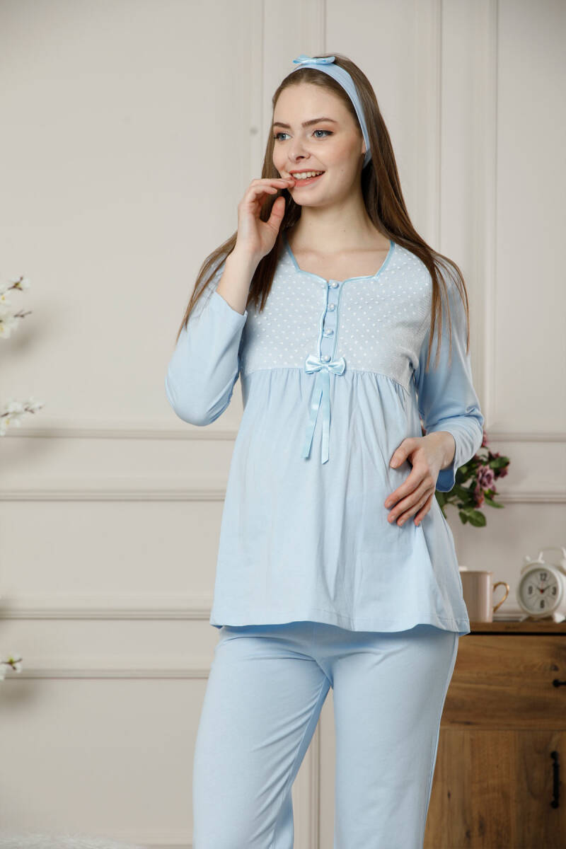 Hamile%20Lohusa%20Pijama%20Takımı%20-%20Mavi%20Dantel%20Detaylı%20Saç%20Bantlı%20Uzun%20Kollu%202378