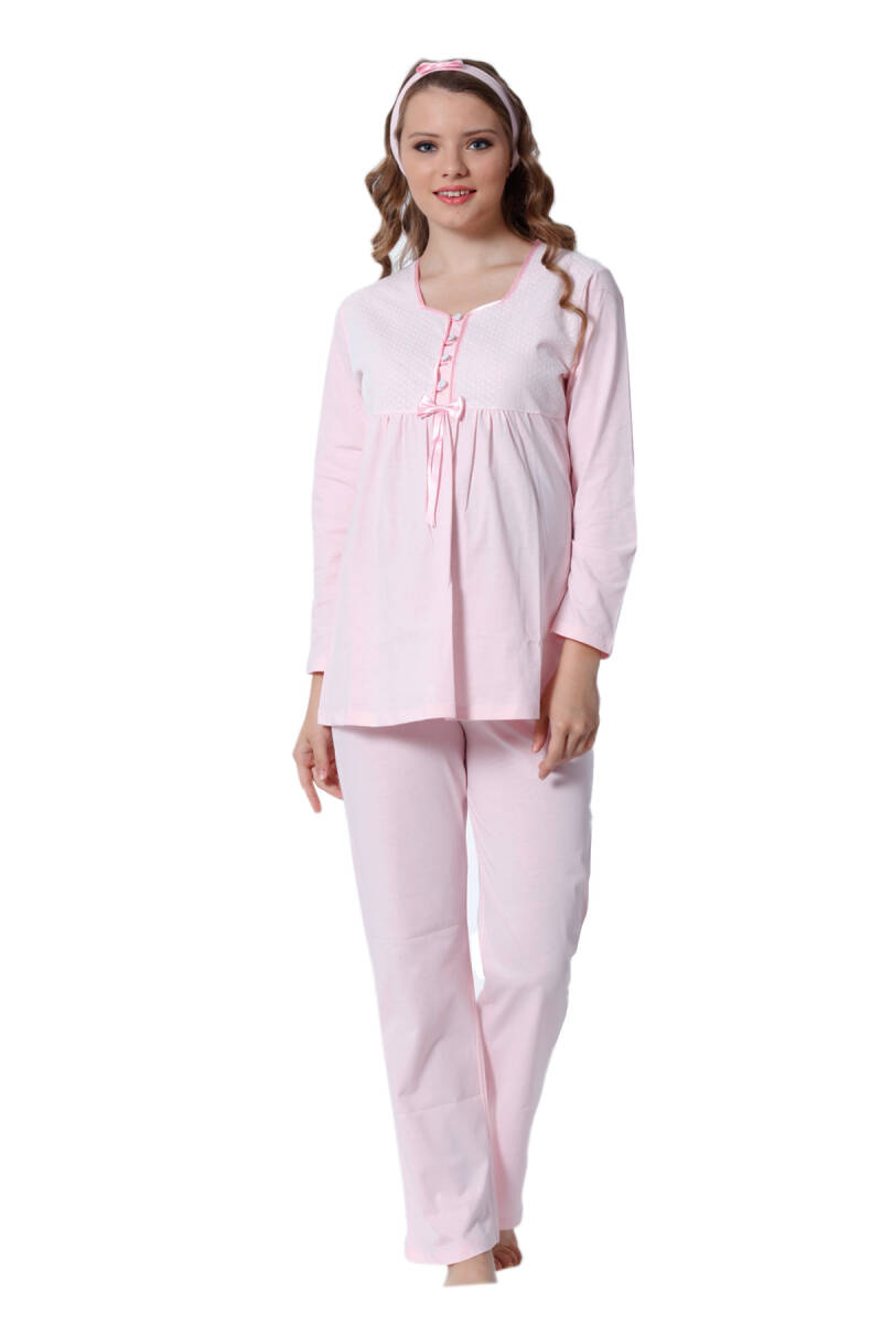 Hamile%20Lohusa%20Pijama%20Takımı%20-%20Pembe%20Dantel%20Detaylı%20Saç%20Bantlı%20Uzun%20Kollu%202378