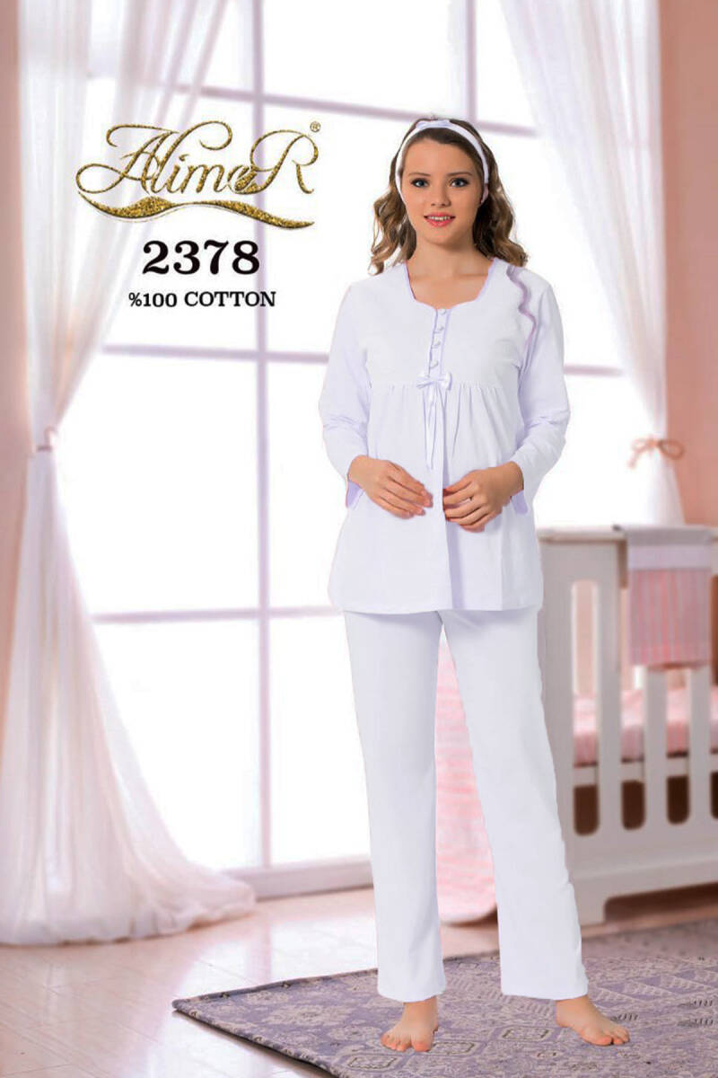Hamile%20Lohusa%20Pijama%20Takımı%20-%20Ekru%20Dantel%20Detaylı%20Saç%20Bantlı%20Uzun%20Kollu%202378