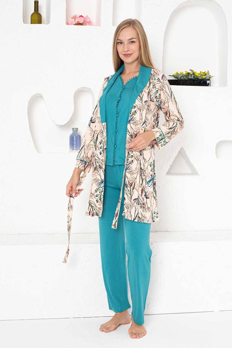 Sabahlıklı%20Pijama%20Takımı%20-%20Zümrüt%20Dantel%20Detaylı%203%20Parça%20Likralı%202741