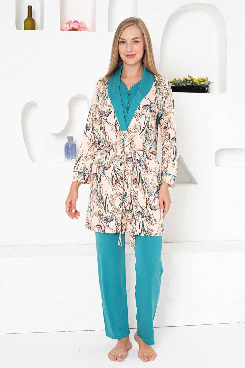 Sabahlıklı%20Pijama%20Takımı%20-%20Zümrüt%20Dantel%20Detaylı%203%20Parça%20Likralı%202741