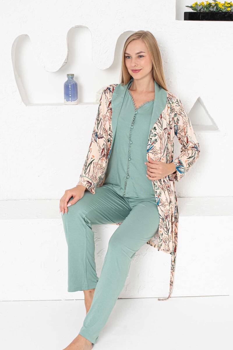 Sabahlıklı%20Pijama%20Takımı%20-%20Yeşil%20Dantel%20Detaylı%203%20Parça%20Likralı%202741