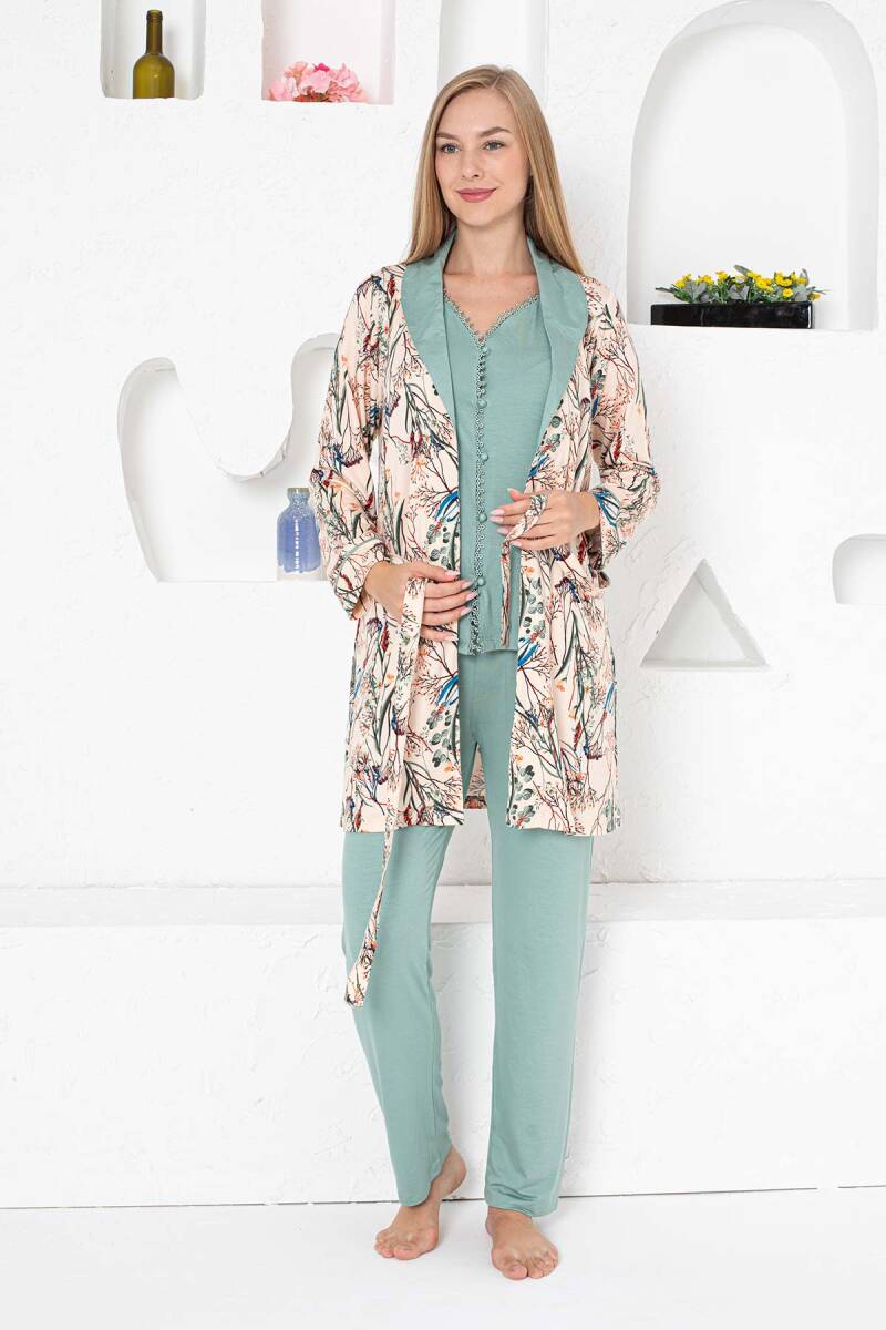 Sabahlıklı%20Pijama%20Takımı%20-%20Yeşil%20Dantel%20Detaylı%203%20Parça%20Likralı%202741