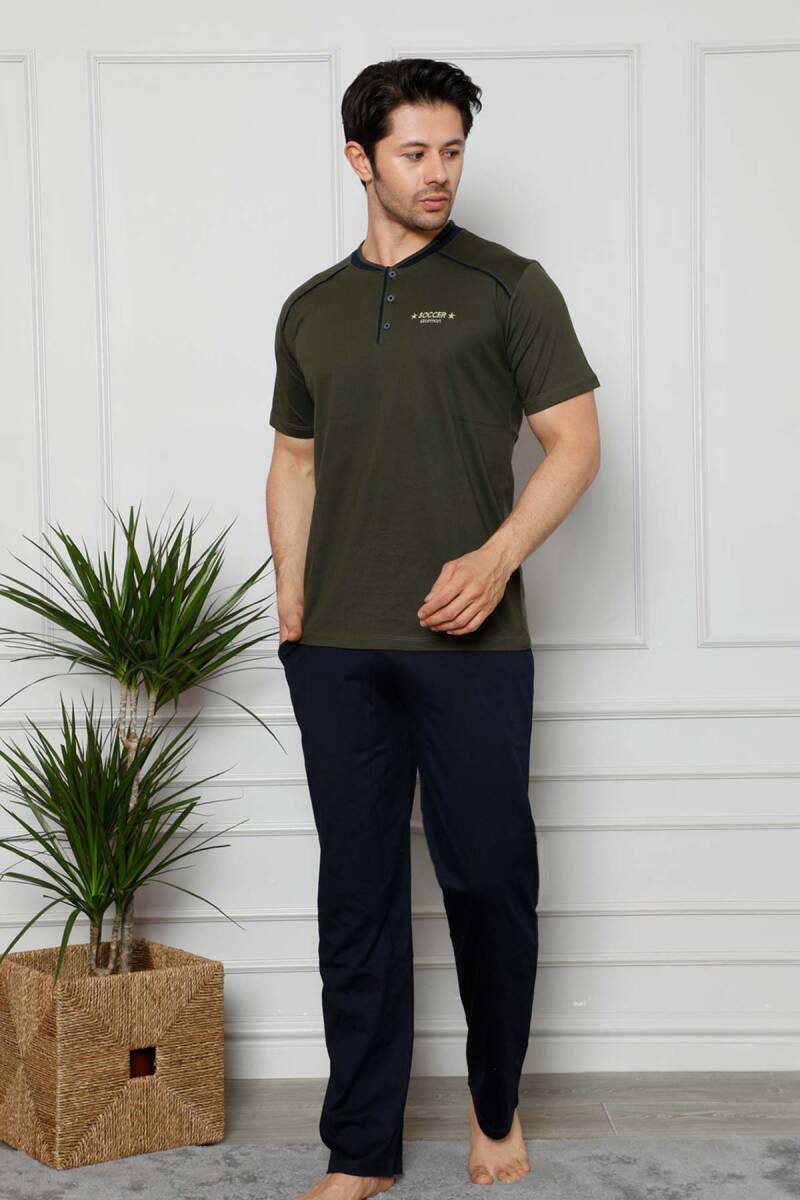 Erkek%20Pijama%20Takımı%20-%20Yeşil%20Arma%20Nakışlı%20Likralı%20Kısa%20Kollu%20Penye%201129KY