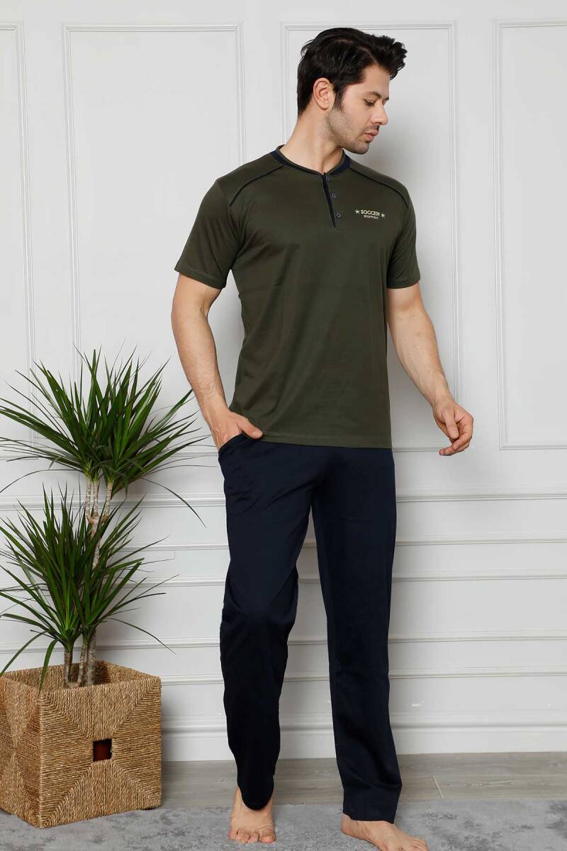 Erkek%20Pijama%20Takımı%20-%20Yeşil%20Arma%20Nakışlı%20Likralı%20Kısa%20Kollu%20Penye%201129KY