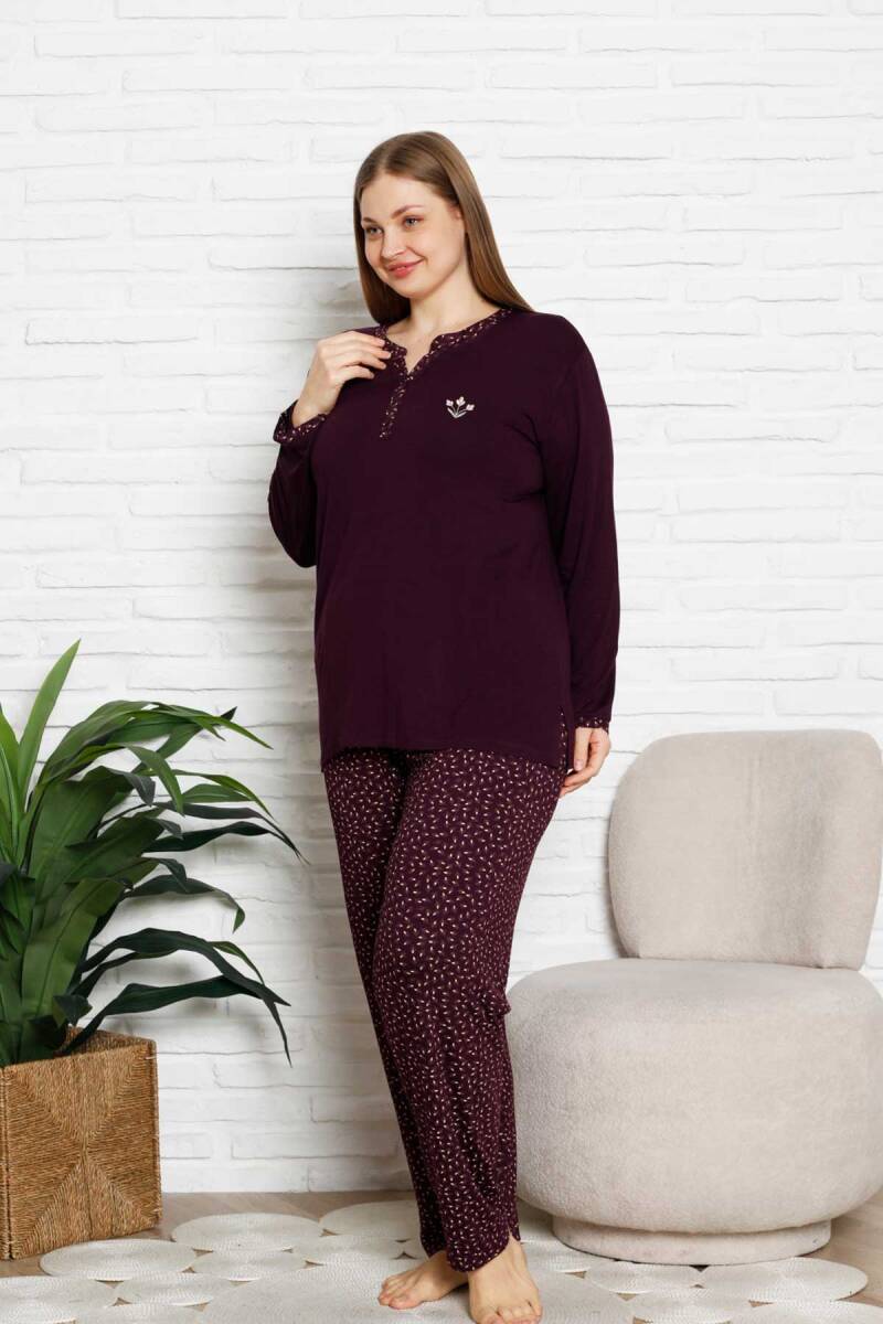 Nakışlı%20Kadın%20Pijama%20Takımı%20-%20Büyük%20Beden%20Uzun%20Kol%20Likralı%20Bambu%20Viskon%20%202838UYB