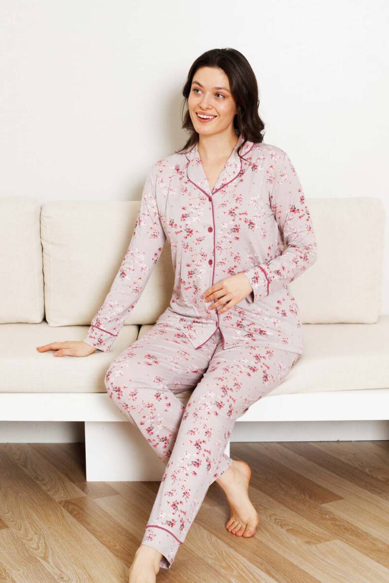 Önden%20Düğmeli%20Kadın%20Pijama%20Takımı%20-%20Uzun%20Kol%20Likralı%20Rink%20Viskon%202844UY