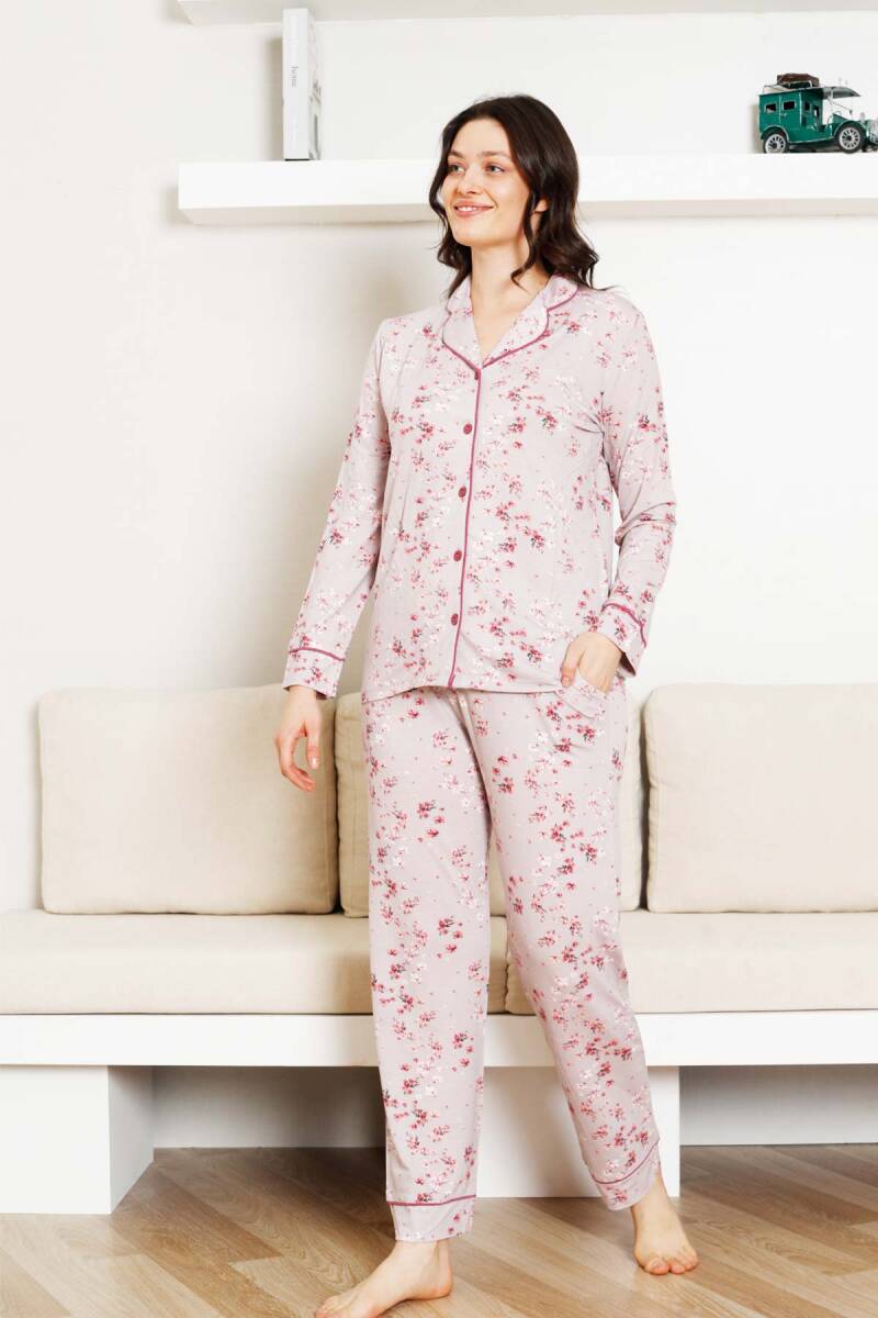 Önden%20Düğmeli%20Kadın%20Pijama%20Takımı%20-%20Uzun%20Kol%20Likralı%20Rink%20Viskon%202844UY