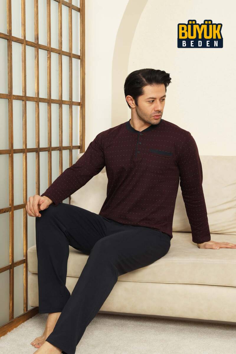 Mini%20Puantiyeli%20Erkek%20Pijama%20Takımı%20-%20Bordo%20%20Büyük%20Beden%20Uzun%20Kollu%20Likralı%20Penye%201213UYB