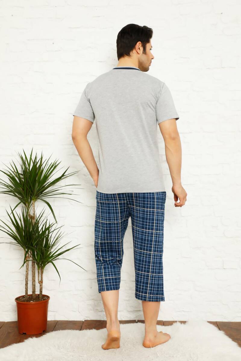 Gri Ekoseli Bermuda Erkek Pijama Takımı 1167B