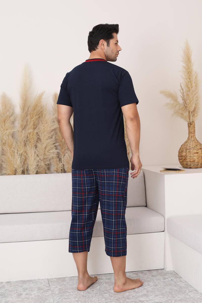 Lacivert Ekoseli Bermuda Erkek Pijama Takımı 1167B