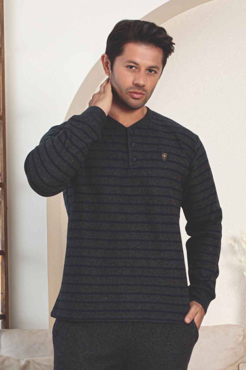 Erkek Eşofman Pijama Takımı - Lacivert Kışlık Şardonlu Selanik Kumaş 1220UK