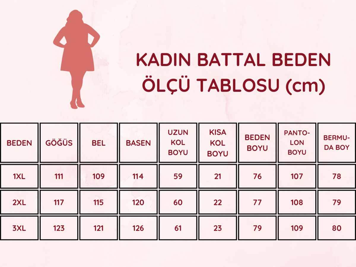Büyük Beden Kadın Pijama Takımı - Lacivert Çiçek Desenli Likralı Viskon 2915BB